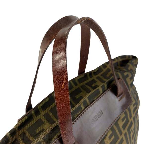 FENDI Zucca Tote Bag in Brown with Silver Hardware and Nylon Leather (71-1582... - Picture 8 of 10